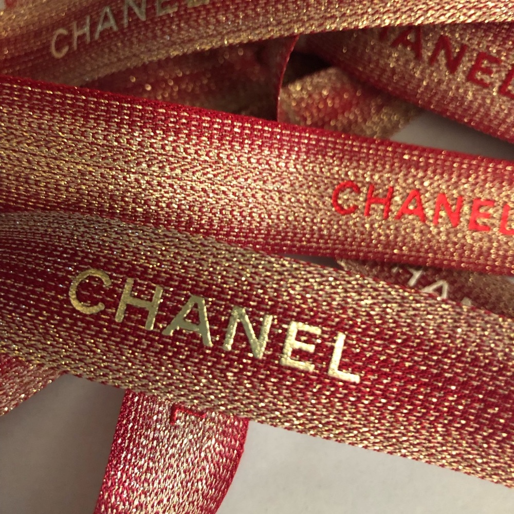 3 Yards Chanel Red & Gold Ribbon - Picture 2 of 4